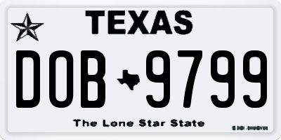 TX license plate DOB9799