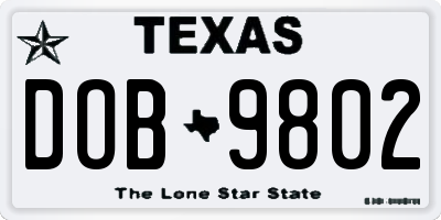 TX license plate DOB9802