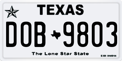 TX license plate DOB9803