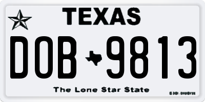 TX license plate DOB9813
