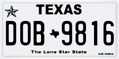 TX license plate DOB9816