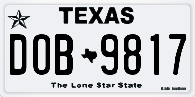 TX license plate DOB9817