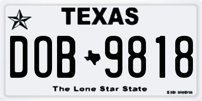 TX license plate DOB9818