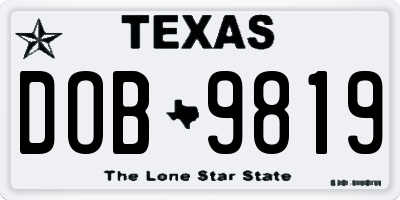 TX license plate DOB9819