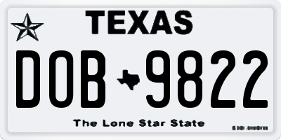 TX license plate DOB9822