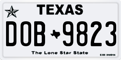 TX license plate DOB9823