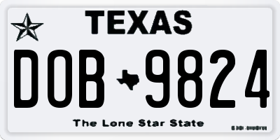 TX license plate DOB9824