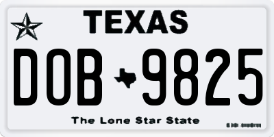 TX license plate DOB9825