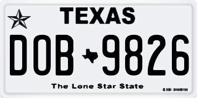 TX license plate DOB9826