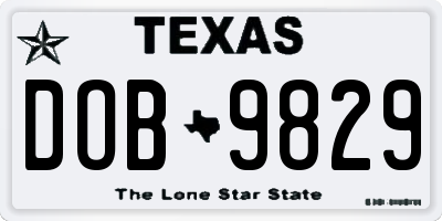 TX license plate DOB9829