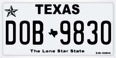 TX license plate DOB9830