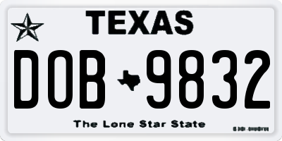 TX license plate DOB9832