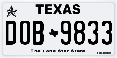 TX license plate DOB9833
