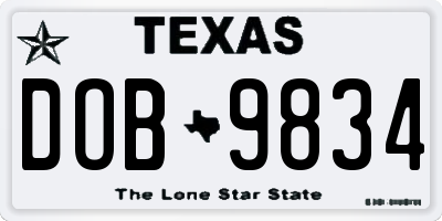 TX license plate DOB9834