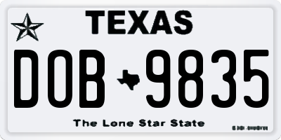 TX license plate DOB9835