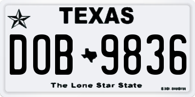TX license plate DOB9836