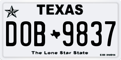TX license plate DOB9837