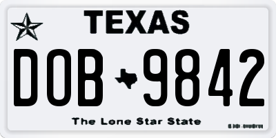 TX license plate DOB9842