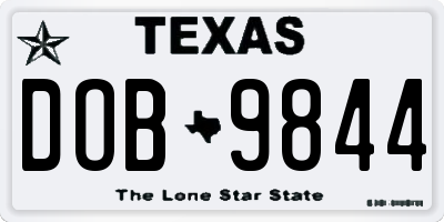 TX license plate DOB9844