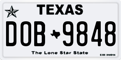 TX license plate DOB9848