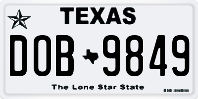 TX license plate DOB9849
