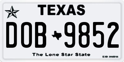 TX license plate DOB9852