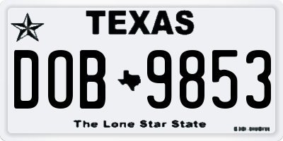 TX license plate DOB9853