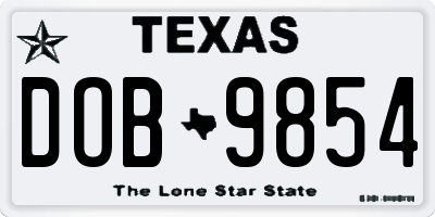 TX license plate DOB9854