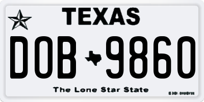 TX license plate DOB9860