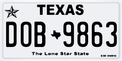 TX license plate DOB9863