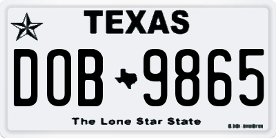 TX license plate DOB9865
