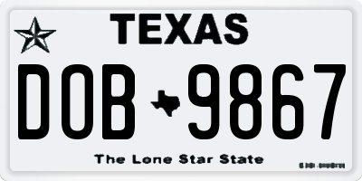 TX license plate DOB9867
