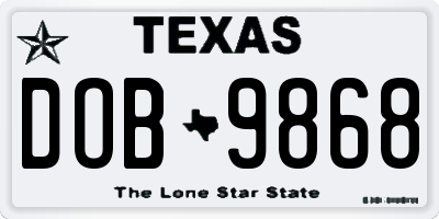 TX license plate DOB9868