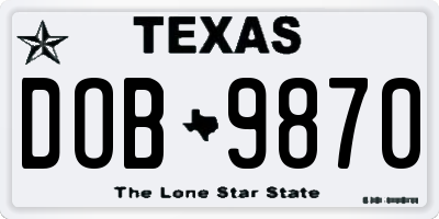 TX license plate DOB9870