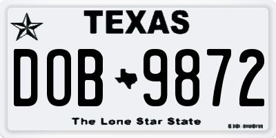 TX license plate DOB9872