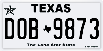 TX license plate DOB9873