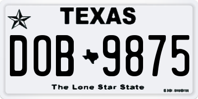 TX license plate DOB9875