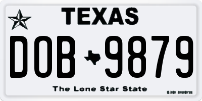 TX license plate DOB9879