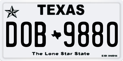 TX license plate DOB9880