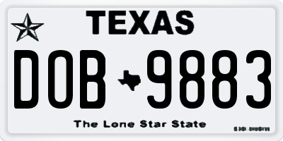 TX license plate DOB9883