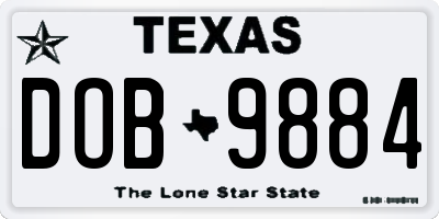 TX license plate DOB9884