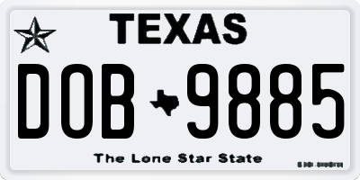 TX license plate DOB9885