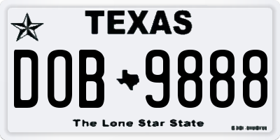 TX license plate DOB9888