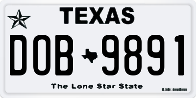 TX license plate DOB9891