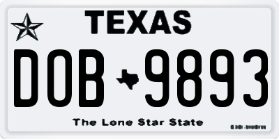 TX license plate DOB9893