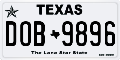 TX license plate DOB9896