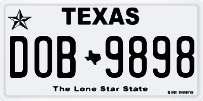 TX license plate DOB9898