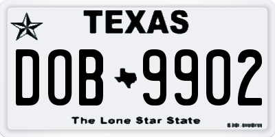 TX license plate DOB9902