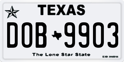 TX license plate DOB9903