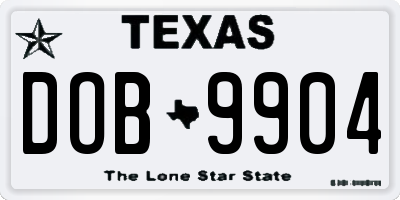 TX license plate DOB9904